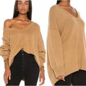 Free People U Neck Brookside Oversized Sweater size L